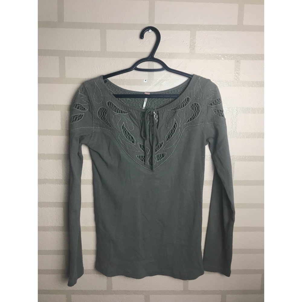 Free People olive green top